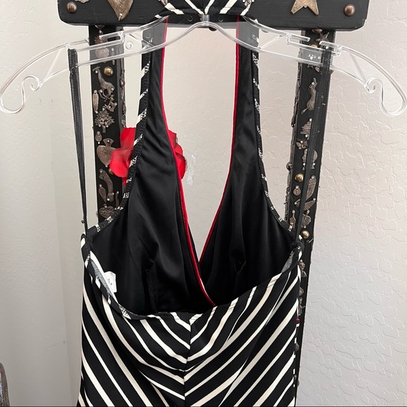 Vintage Rampage Body Con Black/White Stripes Halter Dress - Picture 4 of 7